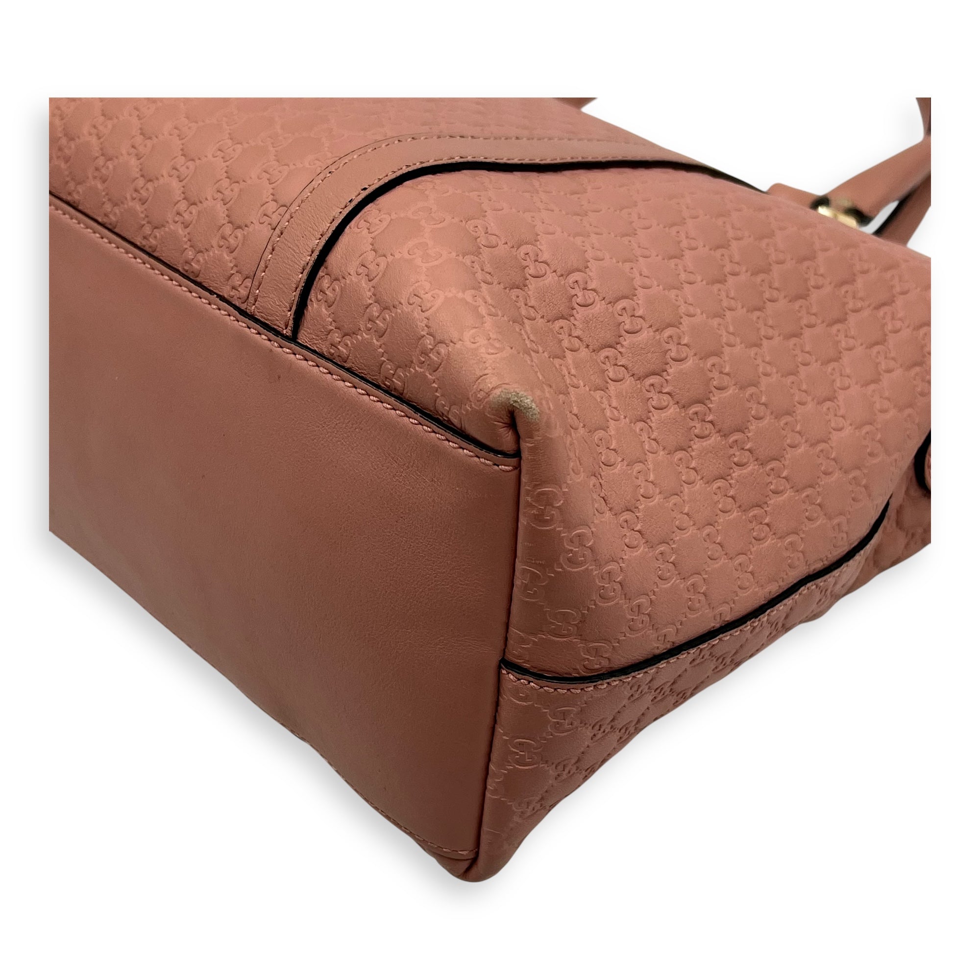 Gucci Microguccissima Tote Bag Pink in Guccissima Leather, Gold hardware_10