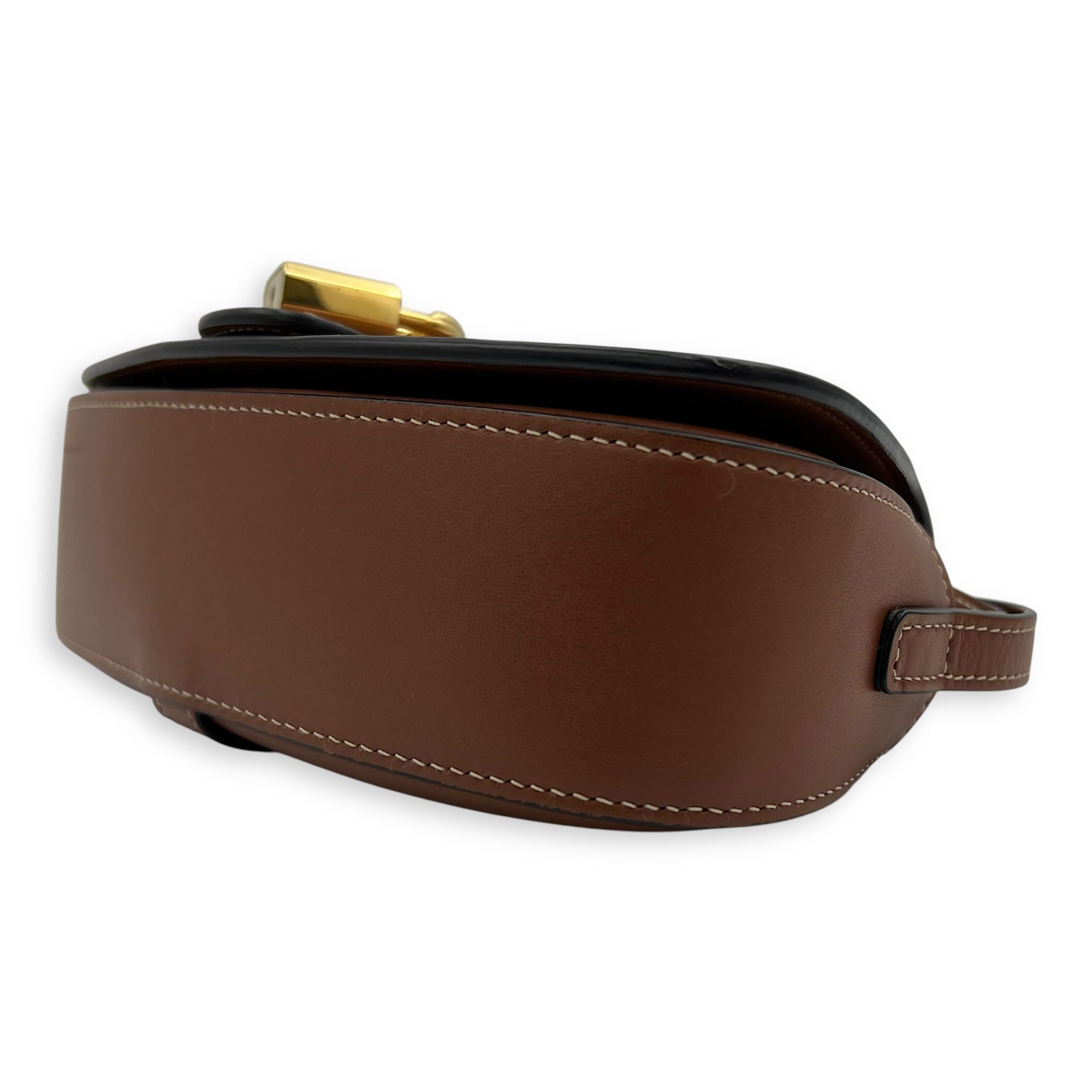 Celine Tabou Shoulder Bag Brown in Calfskin, Gold hardware_10