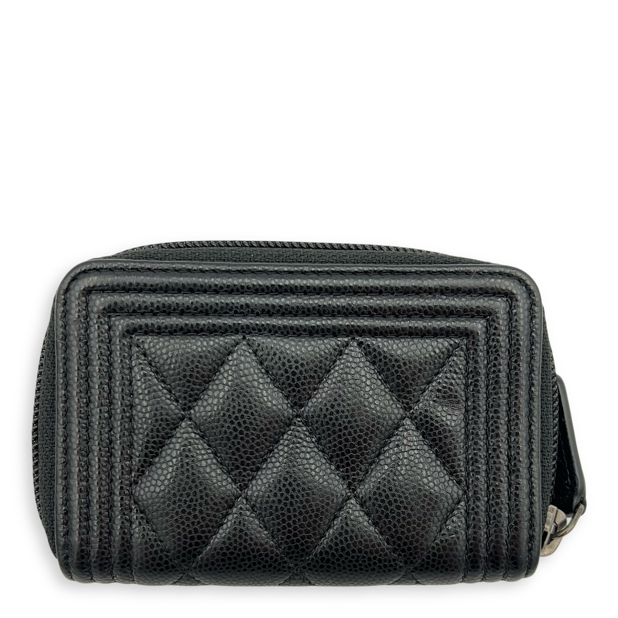 Chanel Boy Black Wallet in Caviar Leather, Ruthenium hardware_5