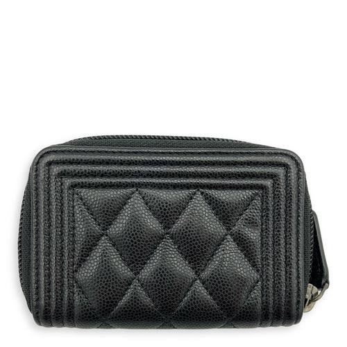 Chanel Boy Black Wallet in Caviar Leather, Ruthenium hardware_5
