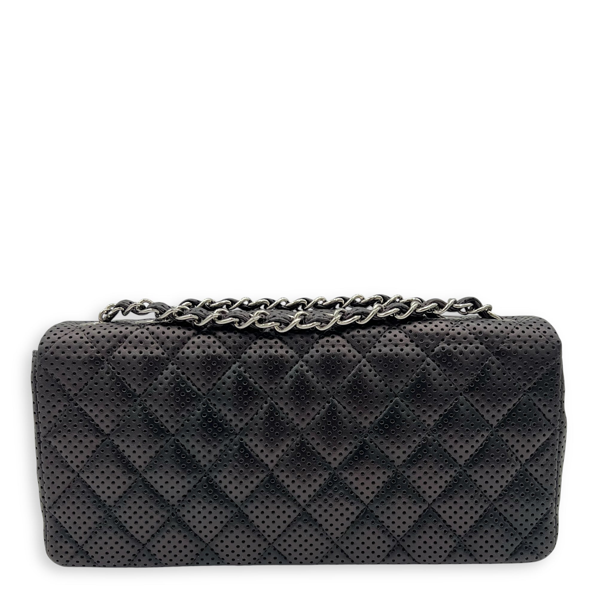 Chanel East West Black Shoulder Bag in Calfskin, Silver hardware_6