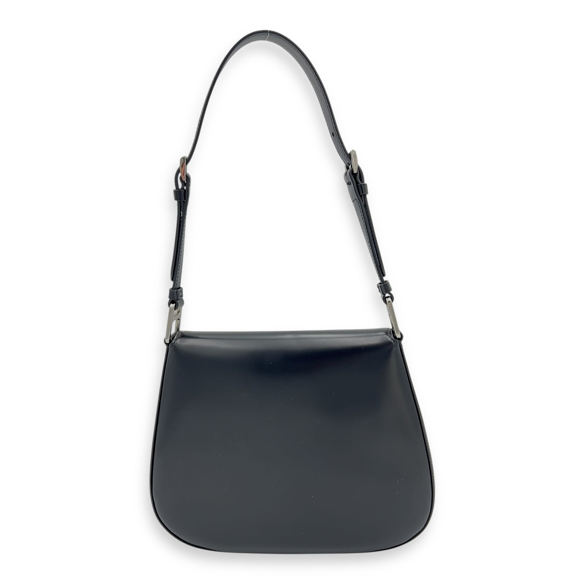 Prada Cleo Shoulder Bag Black in Calfskin, Silver hardware_8
