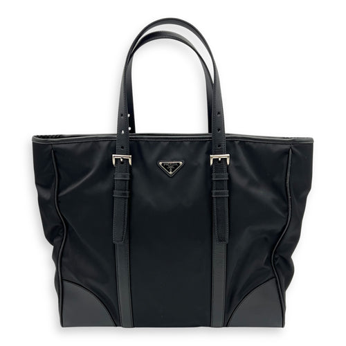 Prada Re-Nylon Top Handle Bag Black in Nylon, Silver hardware_8