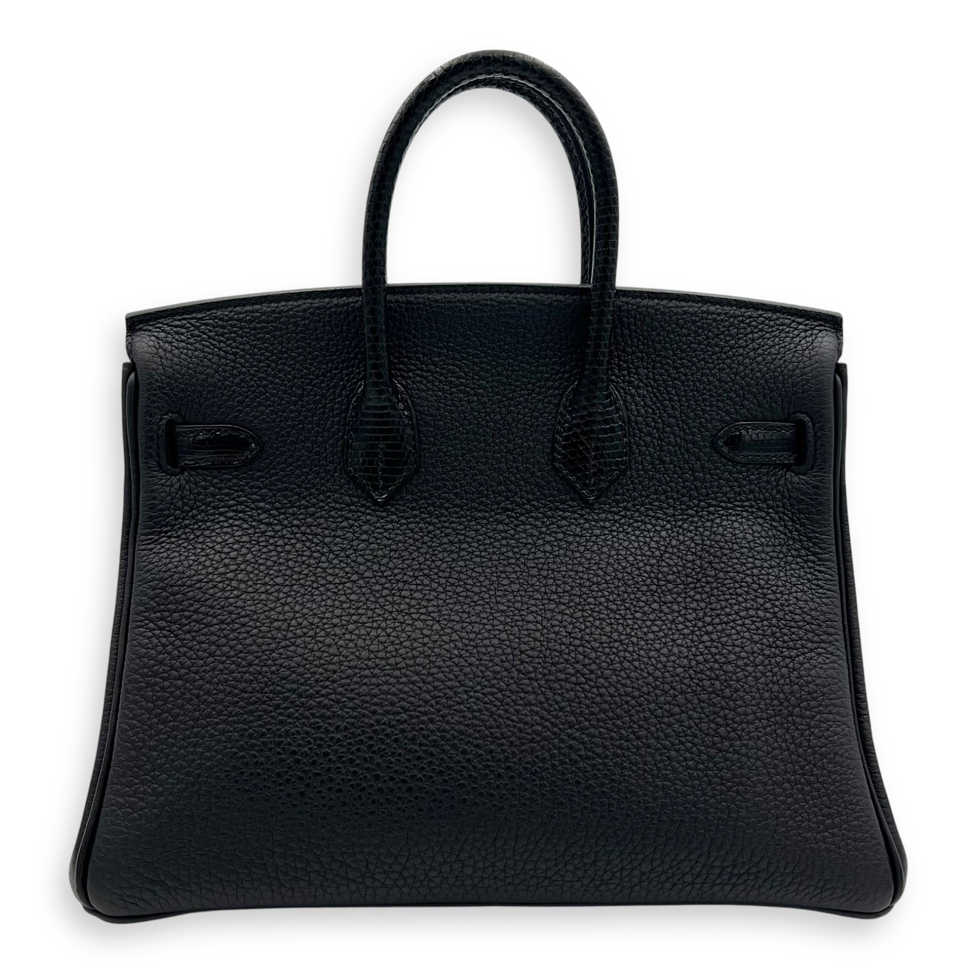 Hermès Birkin Noir Top Handle Bag in Togo & Lizard, Gold hardware_2