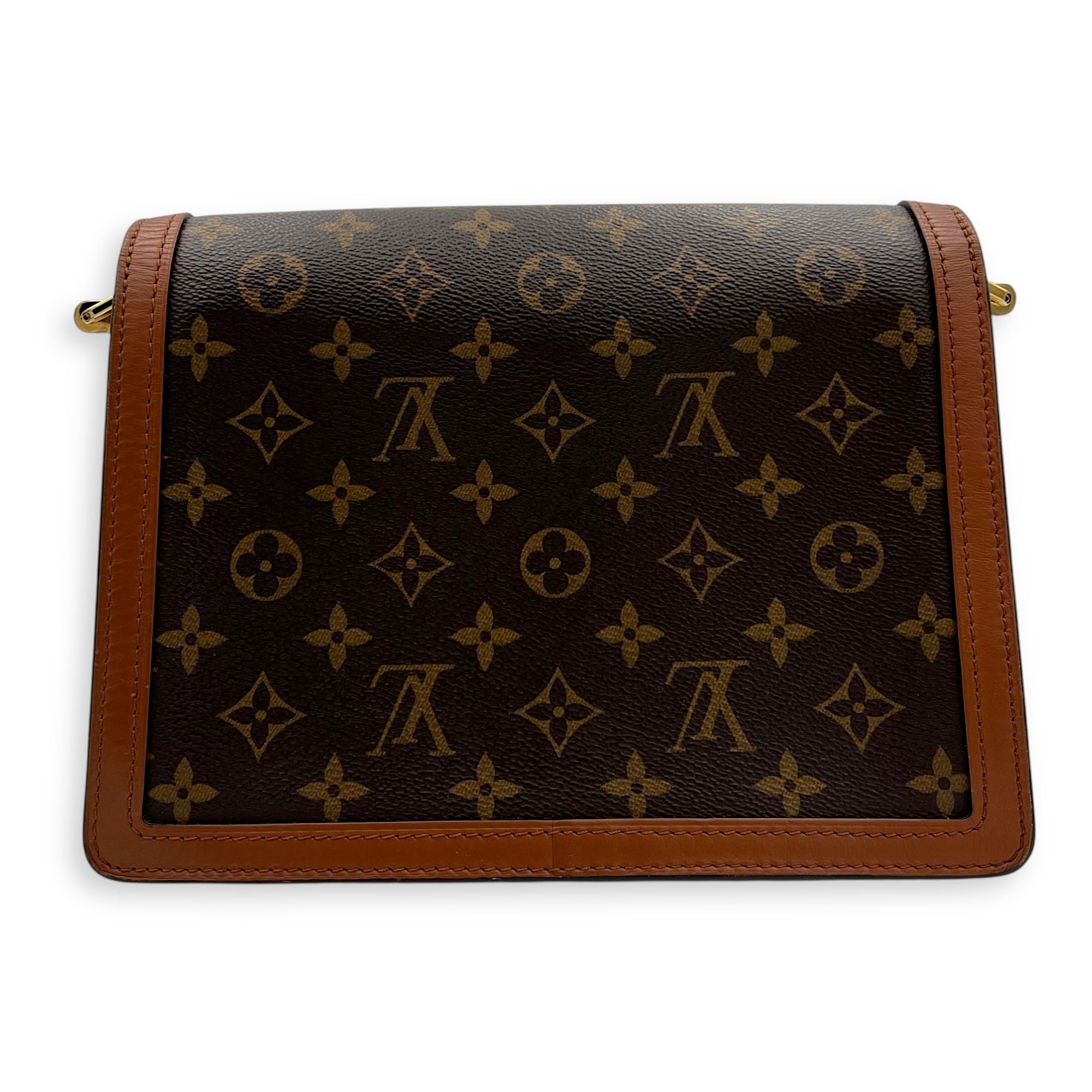 Louis Vuitton Dauphine MM Brown Shoulder Bag in Monogram Coated Canvas, Gold hardware_2