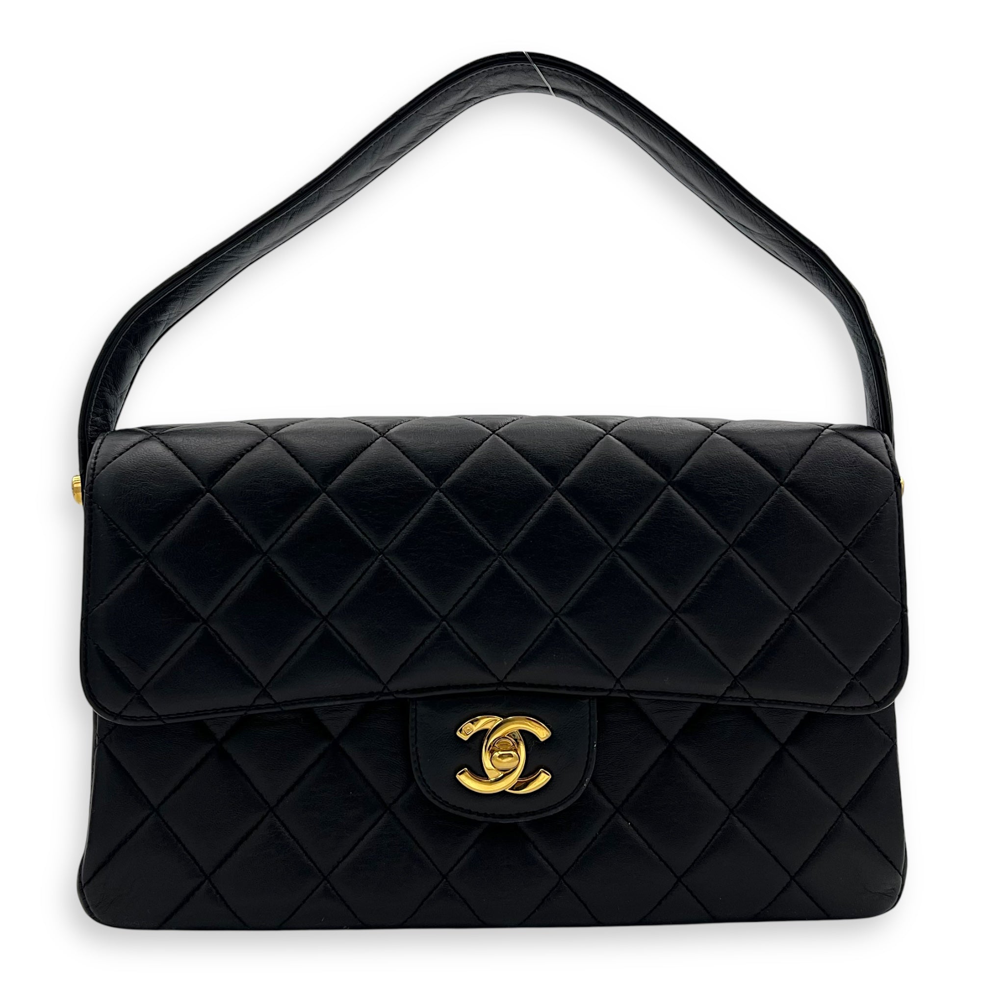 Chanel Vintage Double Face Flap Top Handle Bag Black in Calfskin, Gold hardware_2