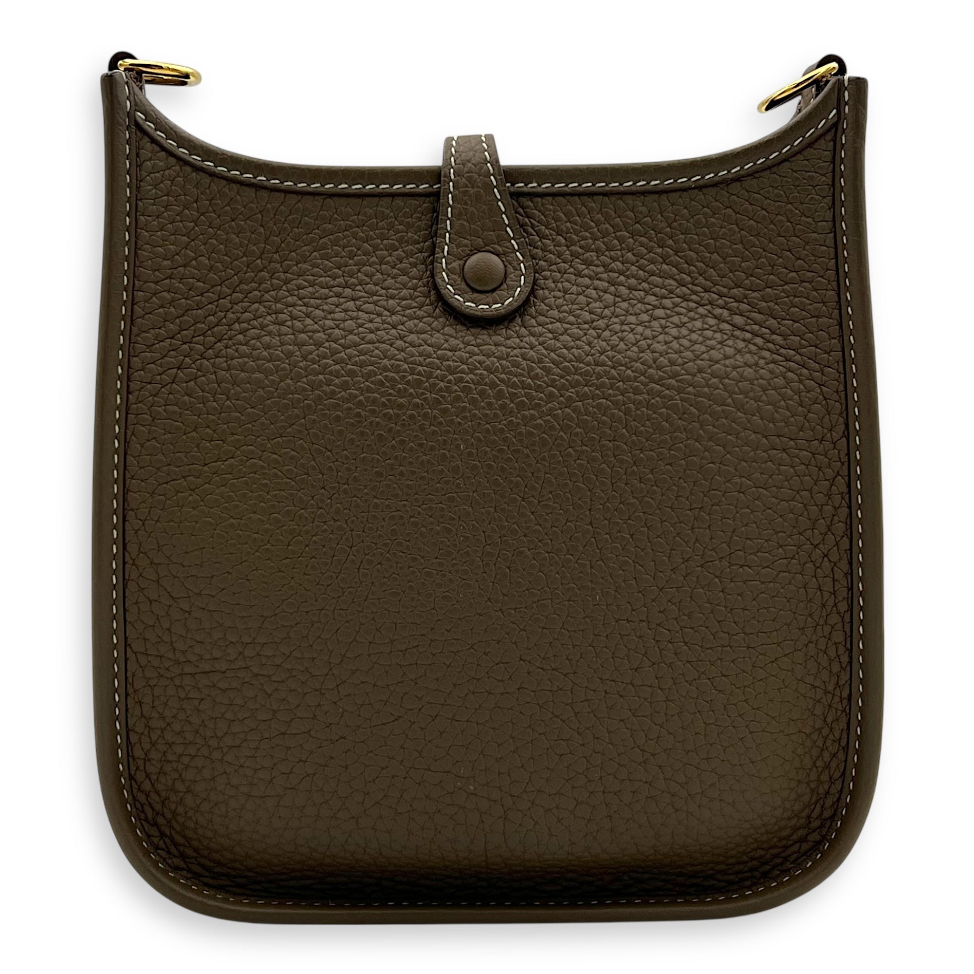 Hermès Evelyne TPM Etoupe Crossbody Bag in Clemence, Gold hardware_2