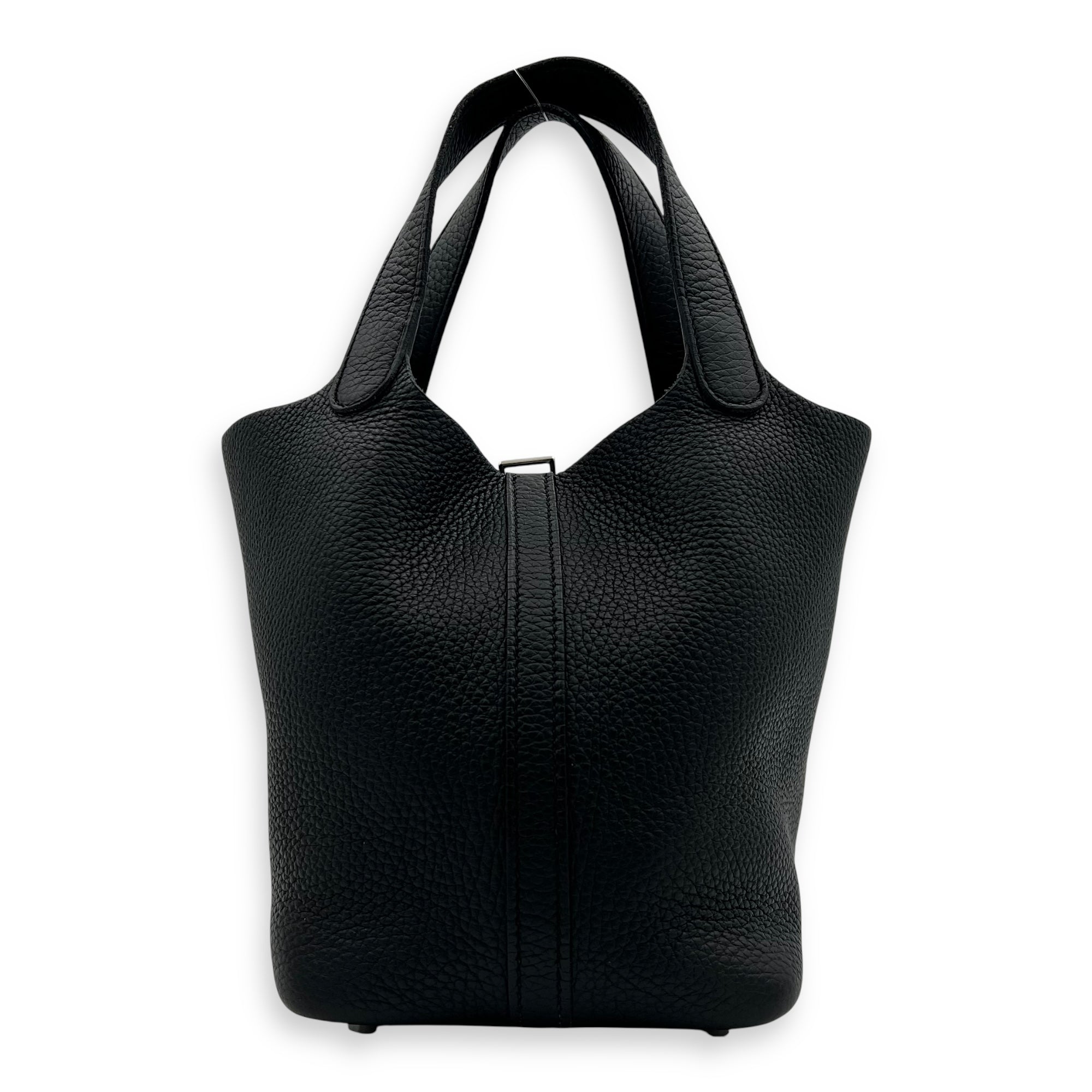 Hermès Picotin Noir in Clemence, Palladium hardware_2