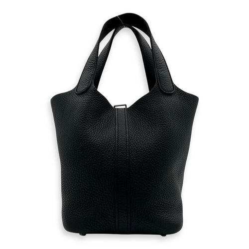 Hermès Picotin Noir in Clemence, Palladium hardware_2