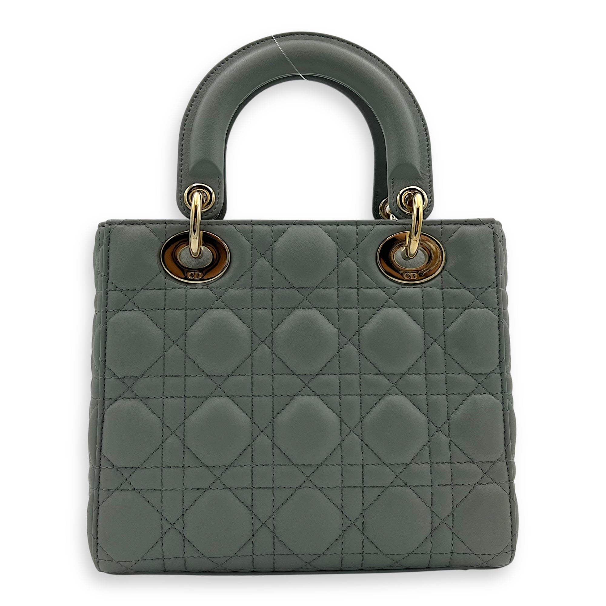 Dior Lady Dior Top Handle Bag Small Green in Lambskin, Gold hardware_2