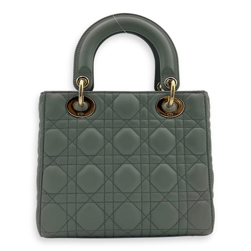 Dior Lady Dior Top Handle Bag Small Green in Lambskin, Gold hardware_2