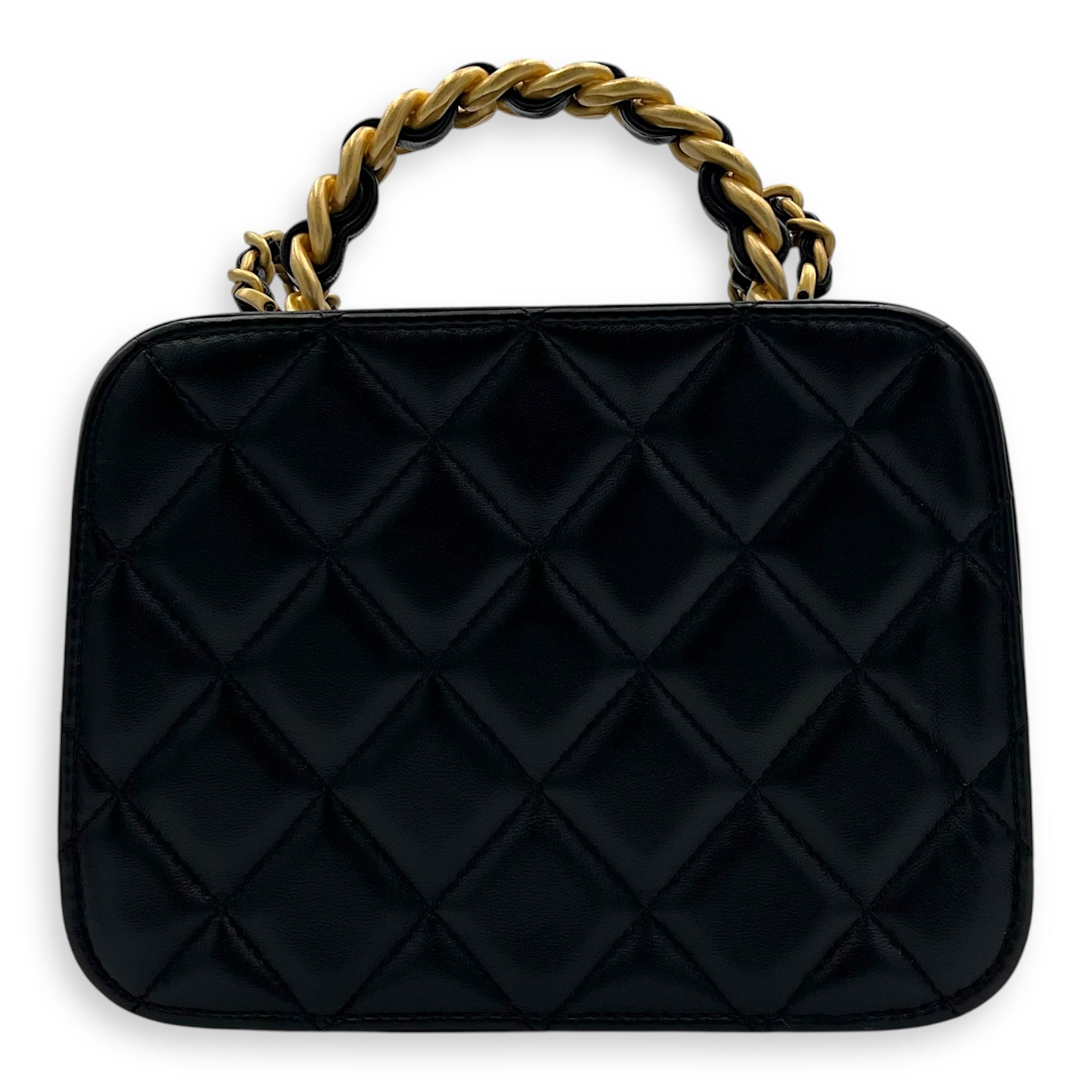 Chanel Vanity Chain Black Top Handle Bag in Lambskin, Gold hardware_2