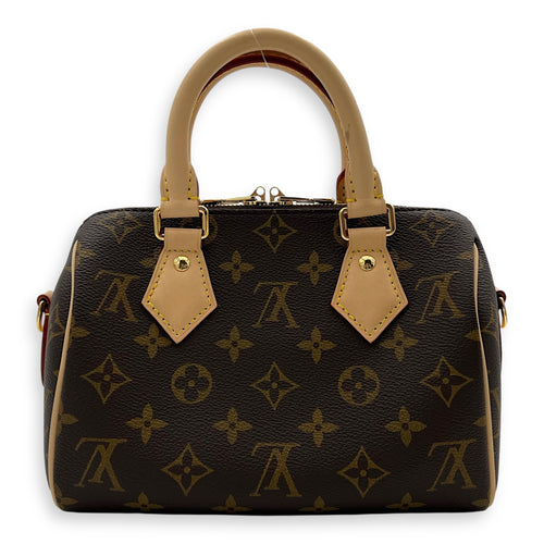Louis Vuitton Speedy Bandouliere Top Handle Bag 20 Brown in Monogram Coated Canvas, Gold hardware_2