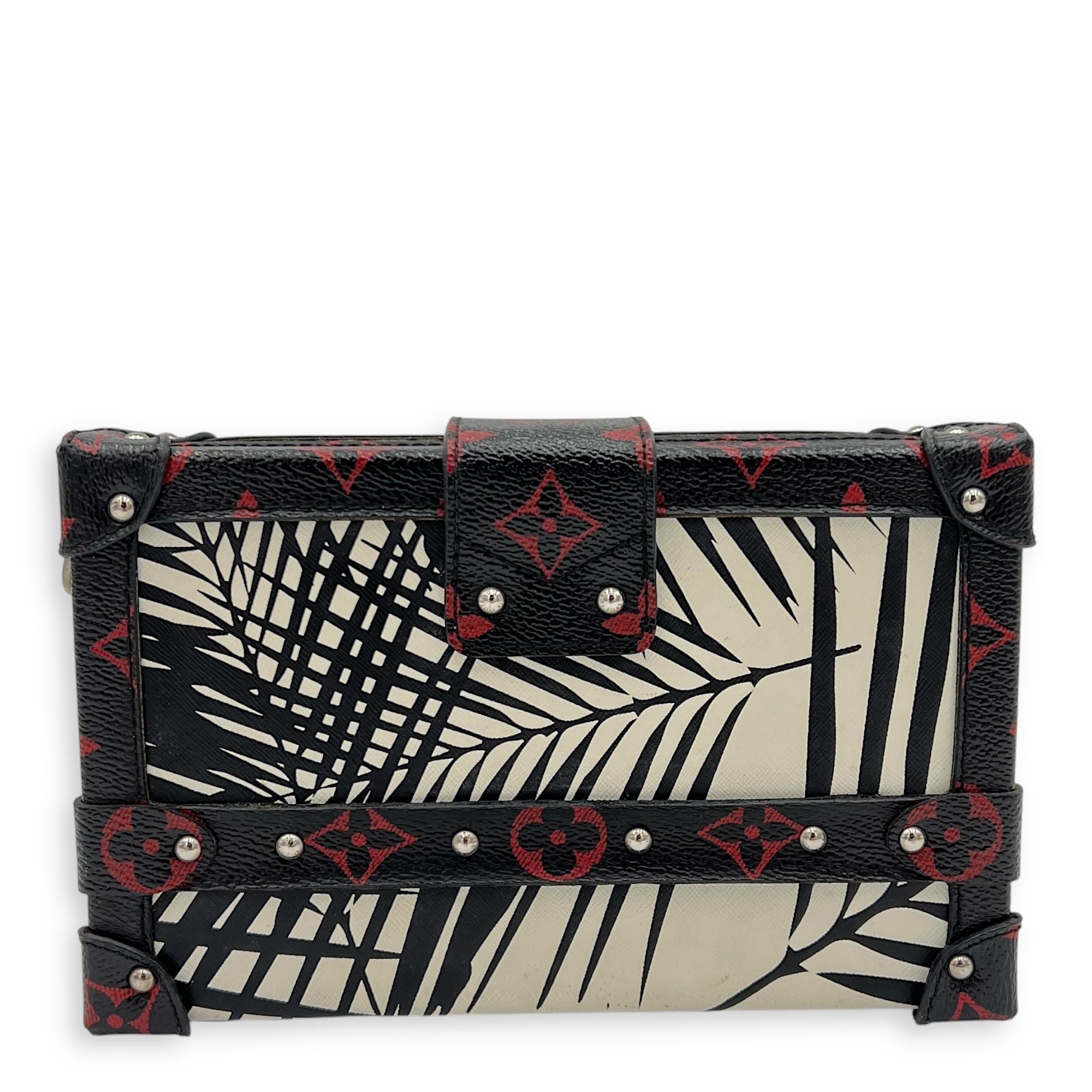 Louis Vuitton Trunk Shoulder Bag Palm Nour Cruise in Monogram Coated Canvas, Silver hardware_11