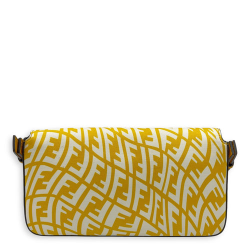 Fendi Baguette Shoulder Bag Yellow in Coated Canvas, Gold hardware_7