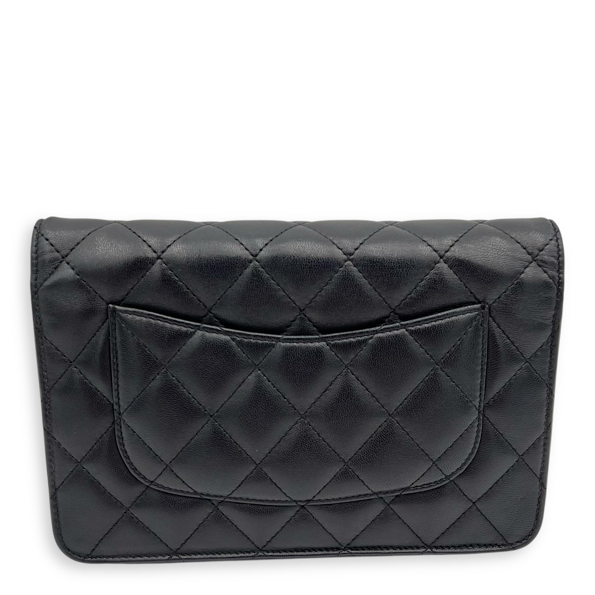 Chanel Classic CC Wallet On Chain Black in Lambskin, Silver hardware_8