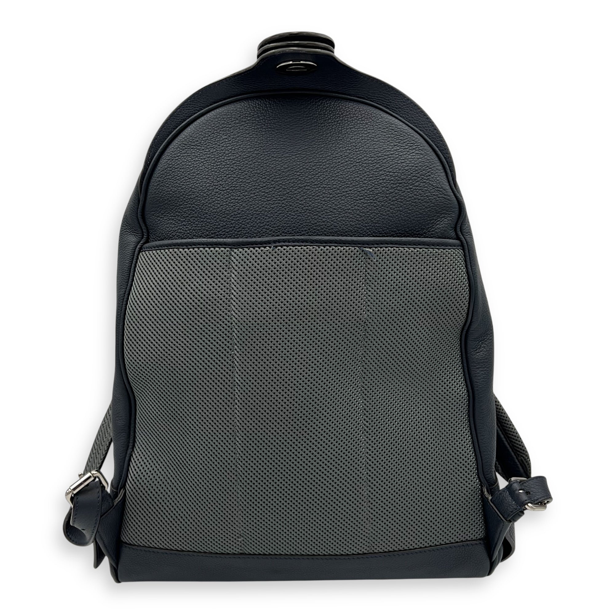 Fendi Chiodo Backpack Blue in Calfskin, Silver hardware_18