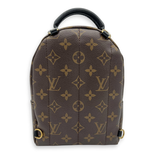 Louis Vuitton Palm Springs Backpack Mini Brown in Monogram Coated Canvas, Gold hardware_12