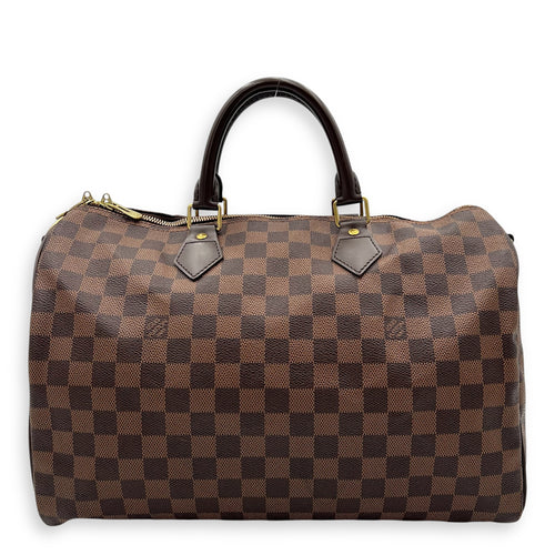 Louis Vuitton Speedy 35 Brown Top Handle Bag in Coated Canvas, Gold hardware_2