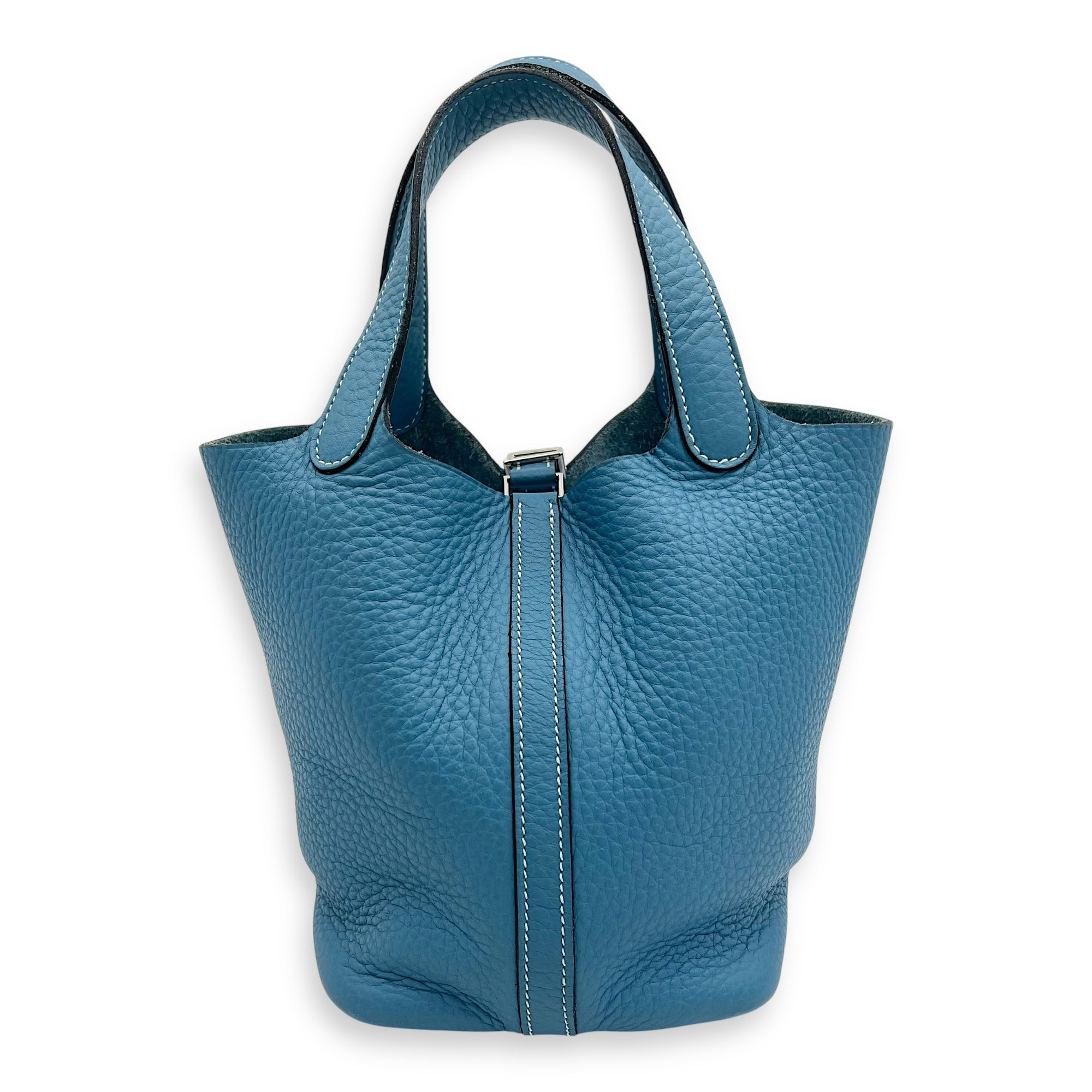 Hermès Picotin 18 Blue Jean Top Handle Bag in Clemence, Palladium hardware_2