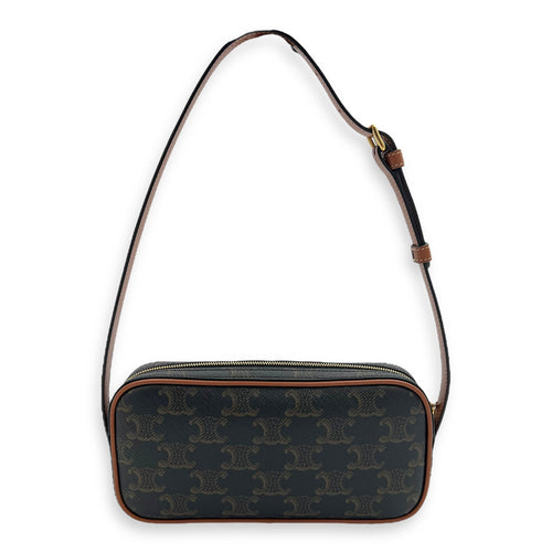 Celine Triomphe Shoulder Bag Brown in Coated Canvas, Gold hardware_2