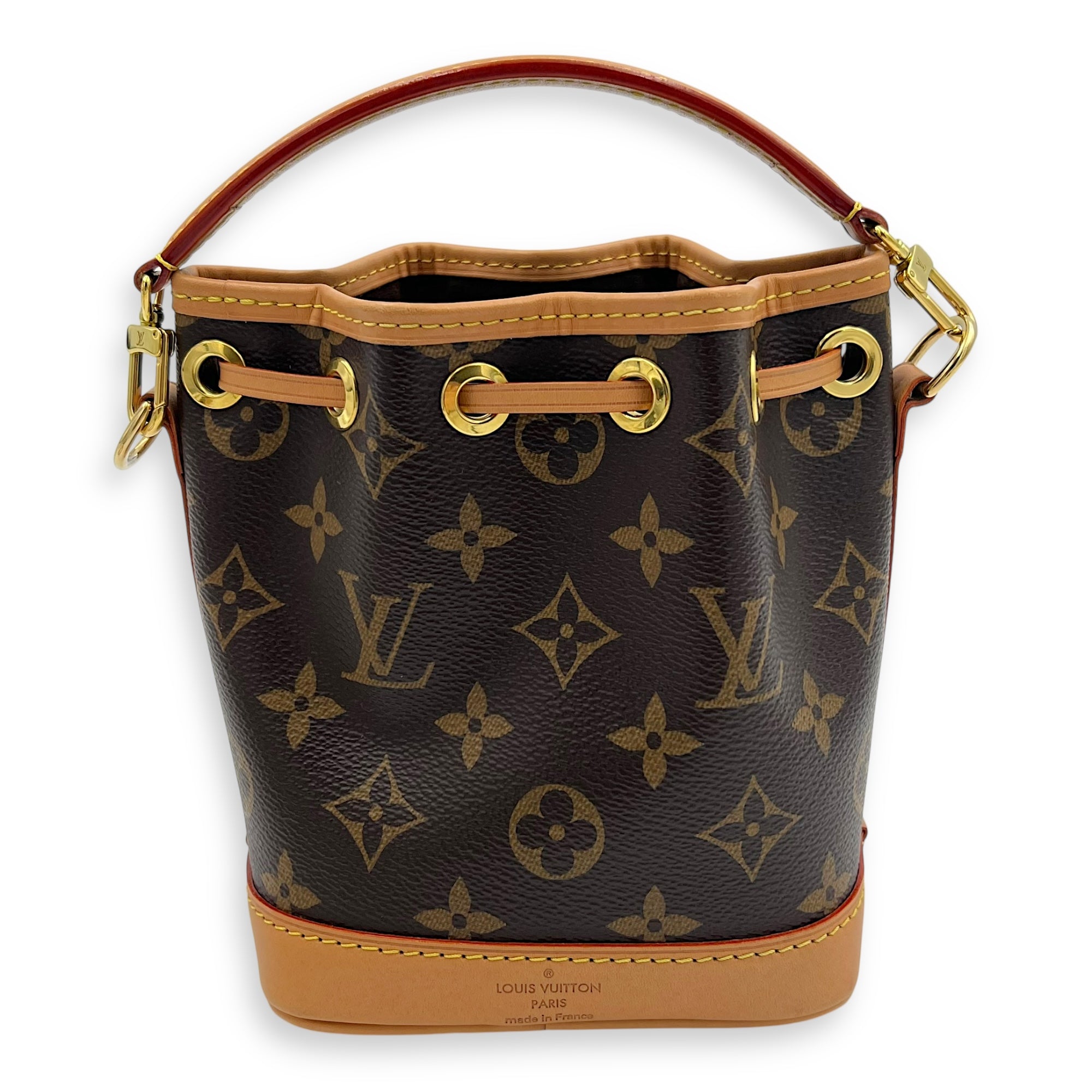 Louis Vuitton Noe Bucket Bag Nano Brown in Monogram Coated Canvas, Gold hardware_2