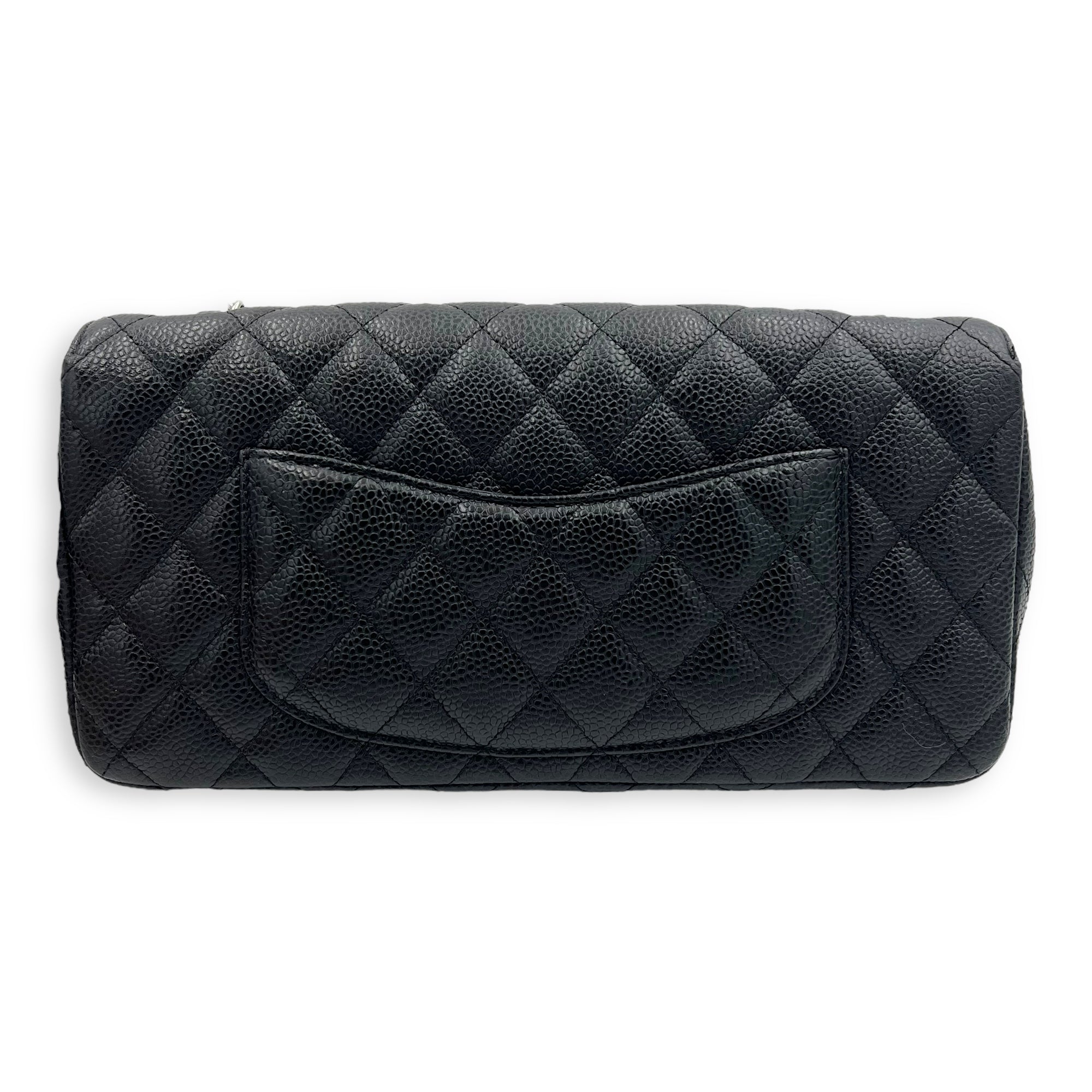Chanel East West Flap Shoulder Bag Black in Caviar Leather, Silver hardware_2