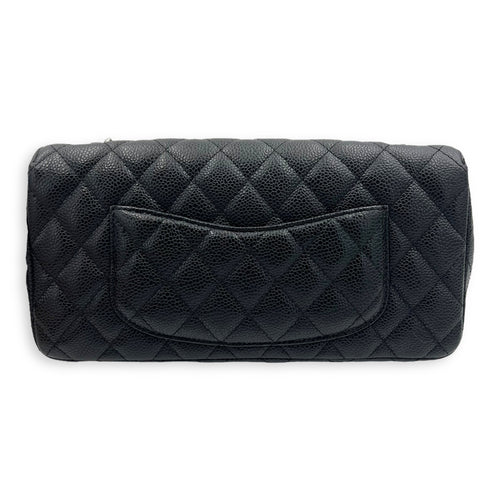 Chanel East West Flap Shoulder Bag Black in Caviar Leather, Silver hardware_2