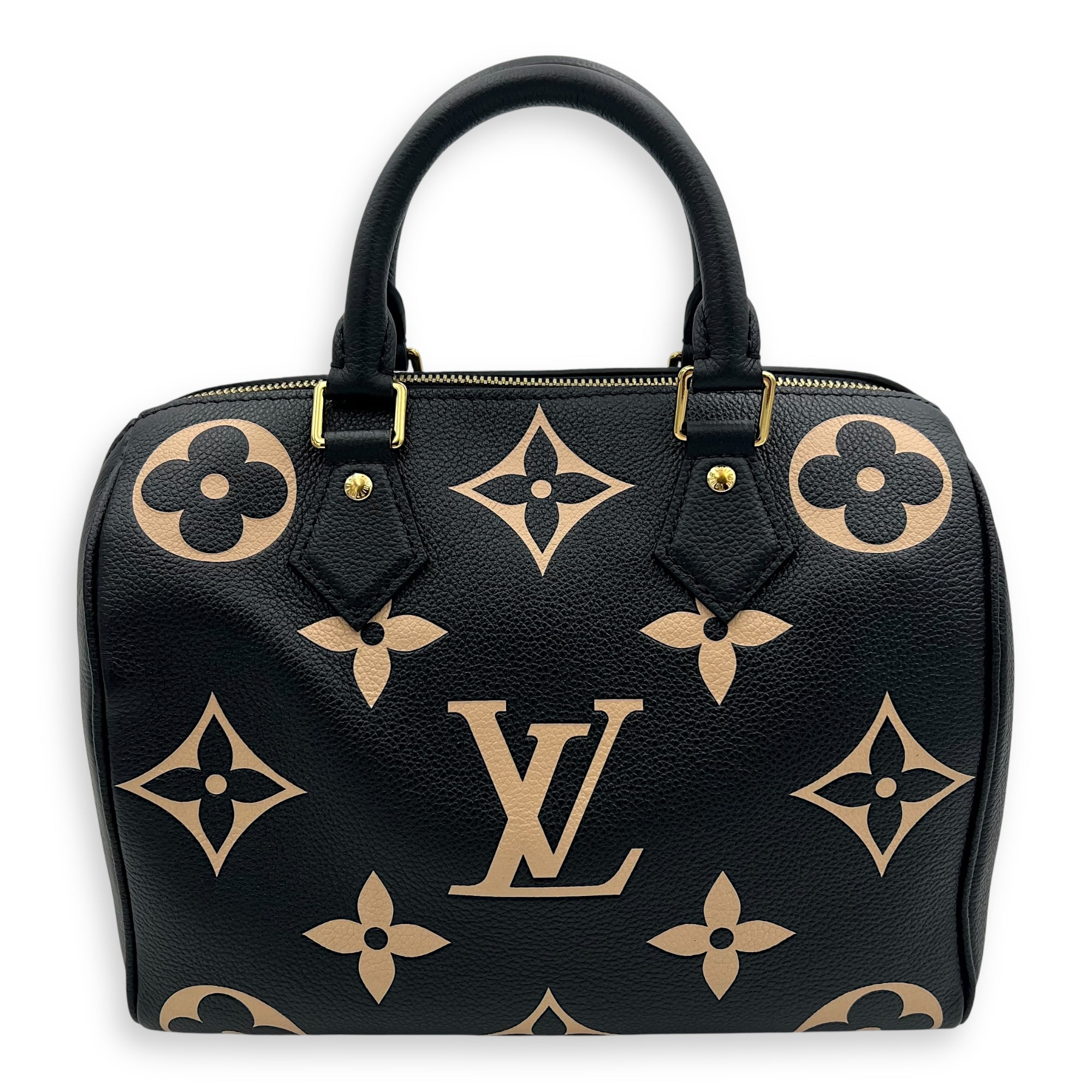 Louis Vuitton Speedy Bandouliere 25 Bicolor Top Handle Bag in Empreinte Leather, Gold hardware_2