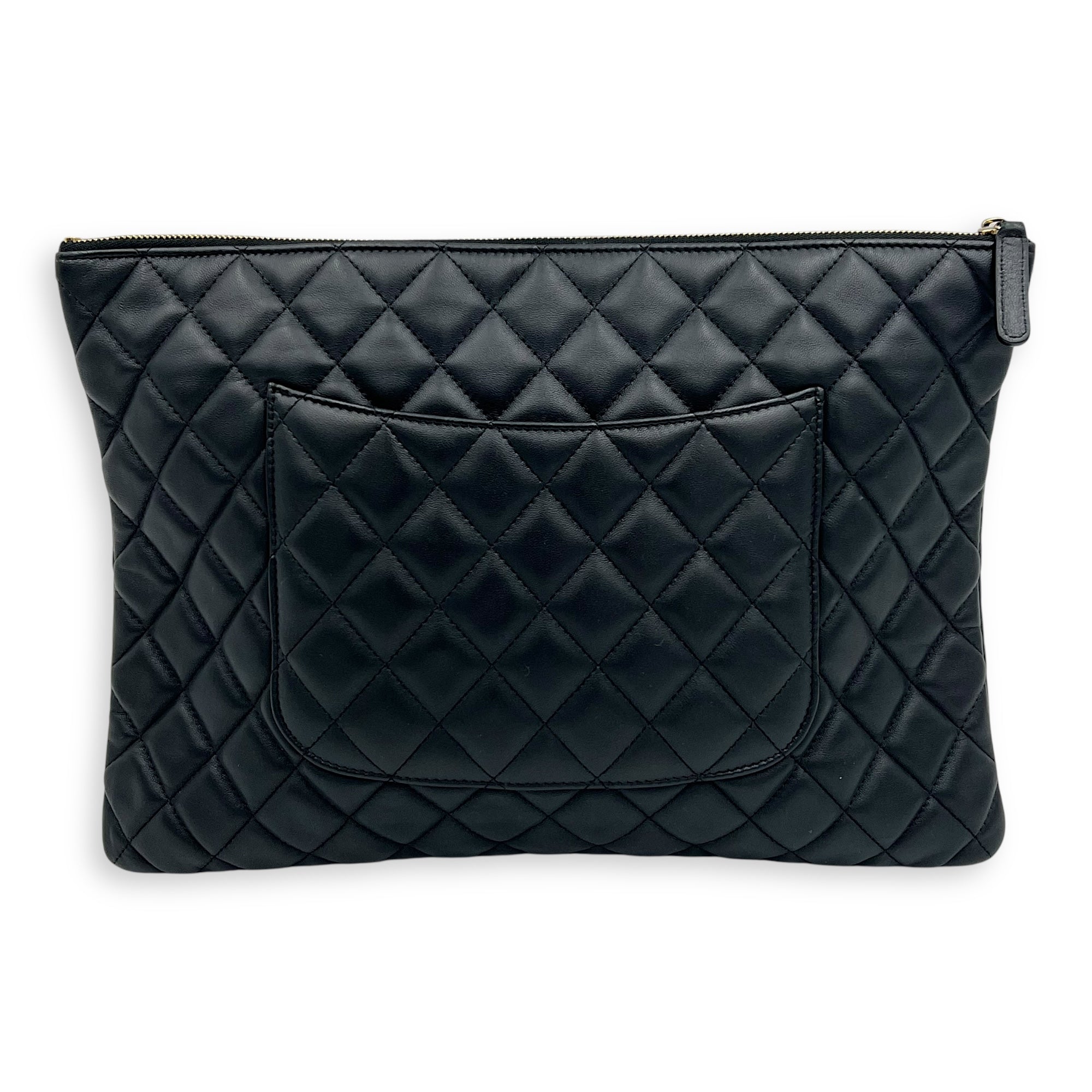 Chanel Classic Pouch Black in Lambskin, Gold hardware_2
