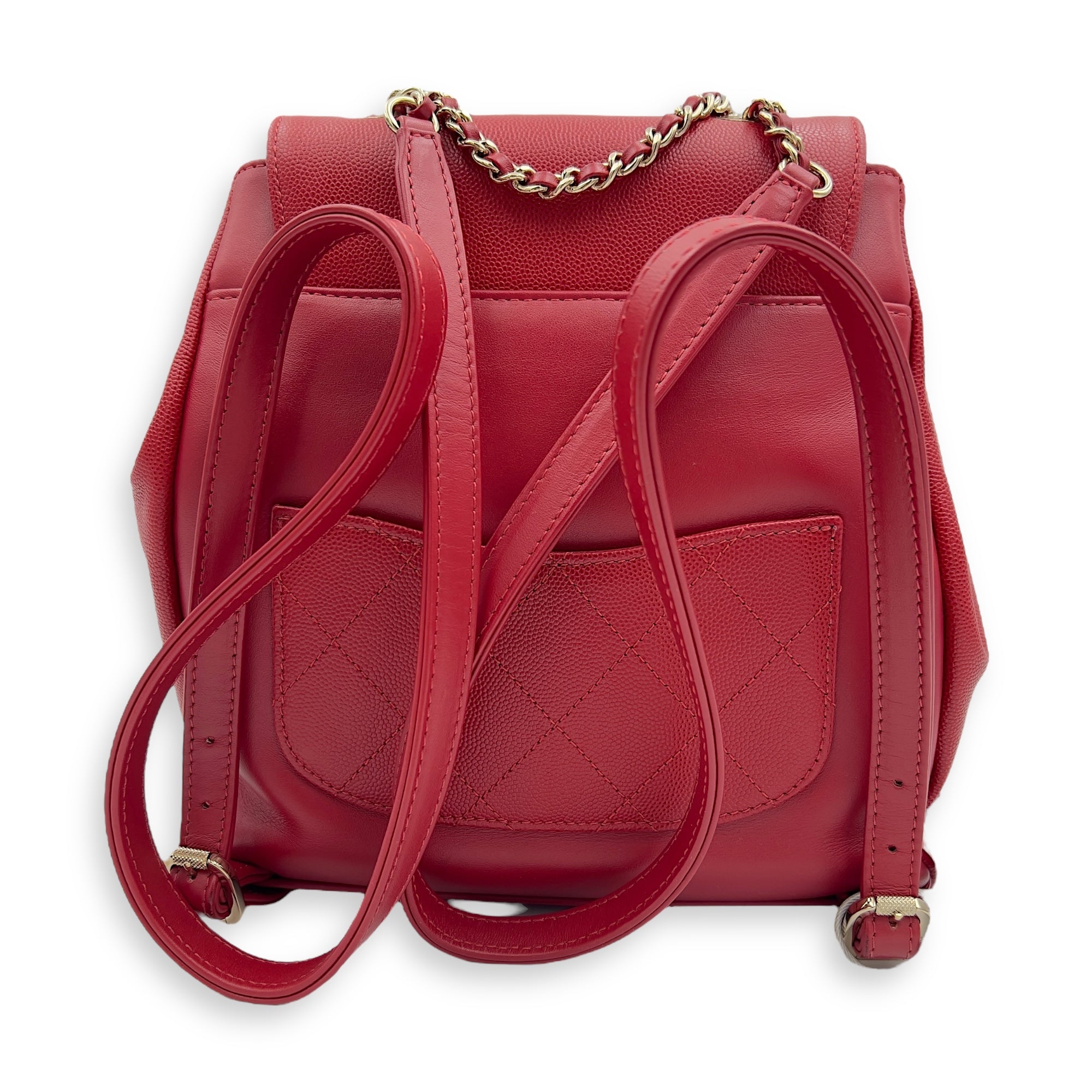 Chanel Business Affinity Backpack Red in Caviar Leather, Gold hardware_2