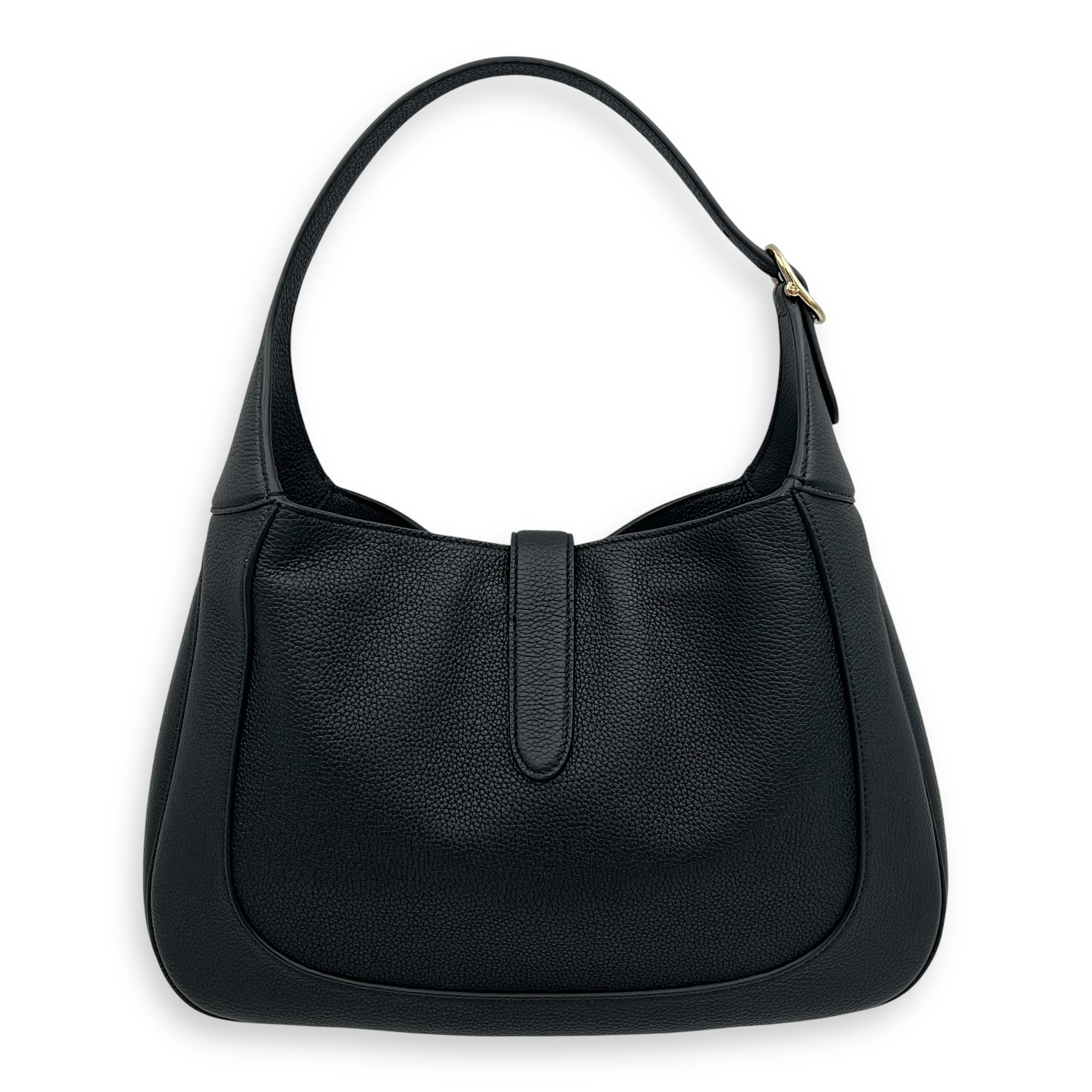 Gucci Jackie 1961 Shoulder Bag Black in Calfskin, Gold hardware_2