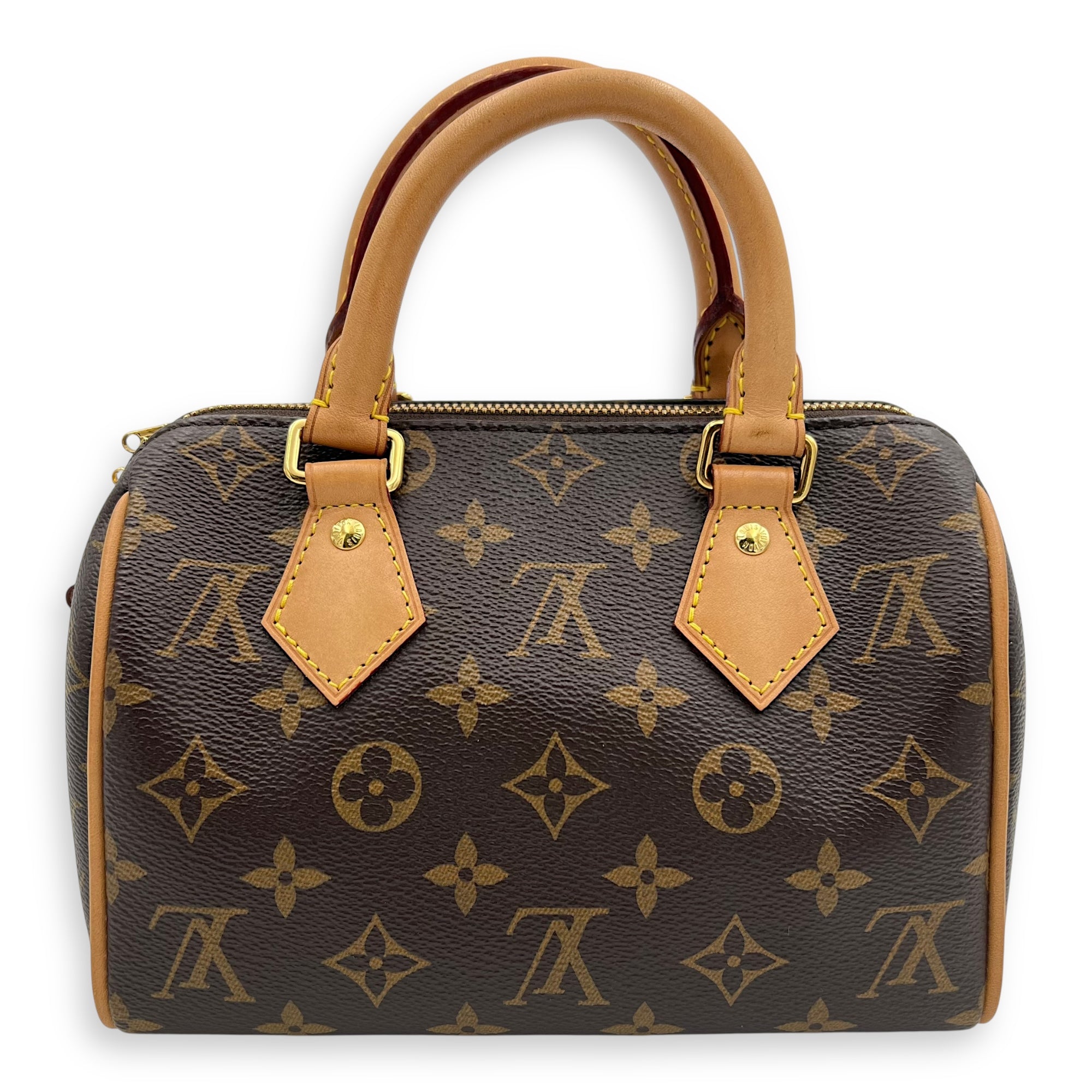 Louis Vuitton Speedy Bandouliere 20 Brown Top Handle Bag in Monogram Coated Canvas, Gold hardware_2