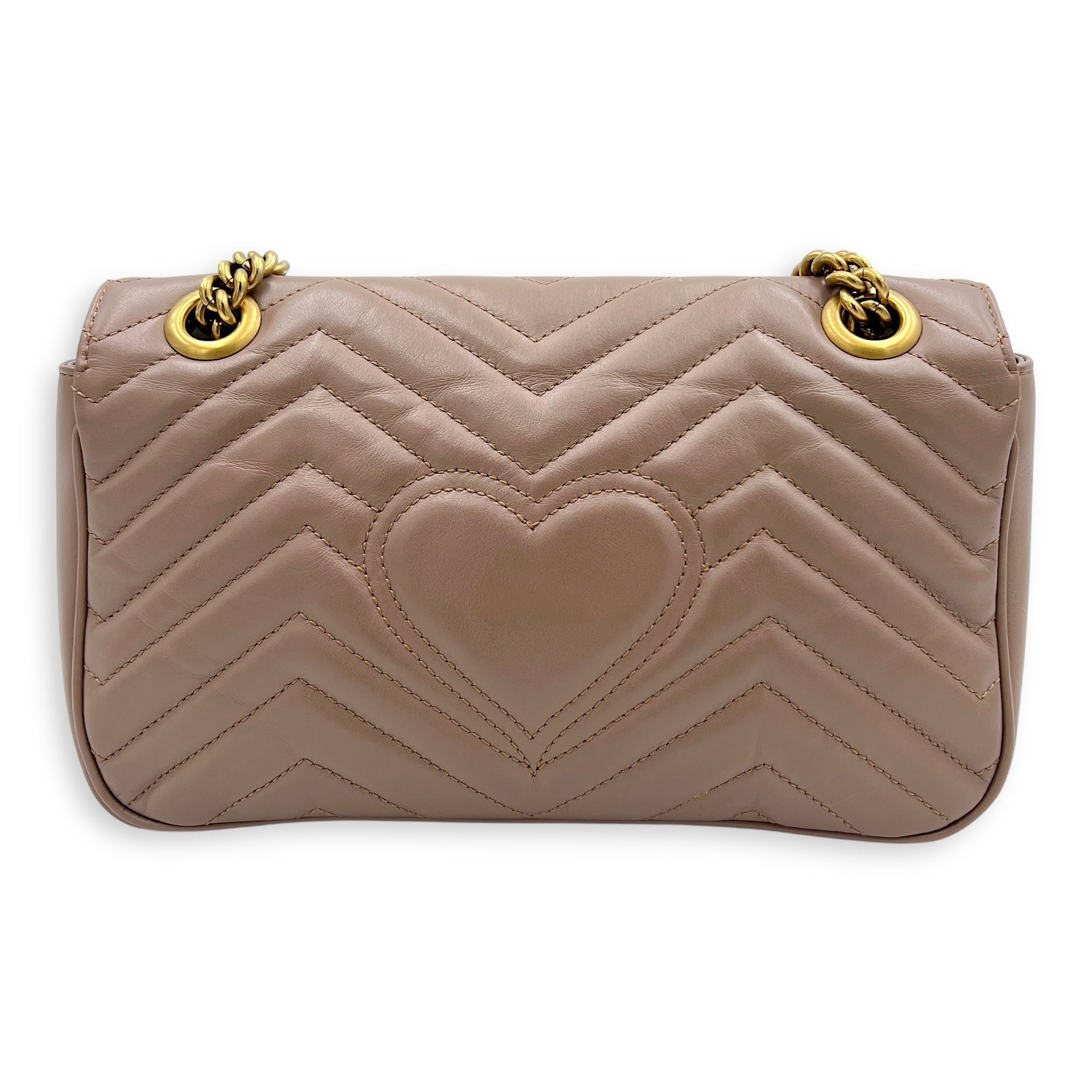 Gucci GG Marmont Shoulder Bag Beige in Calfskin, Gold hardware_2