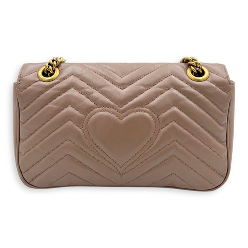 Gucci GG Marmont Shoulder Bag Beige in Calfskin, Gold hardware_2