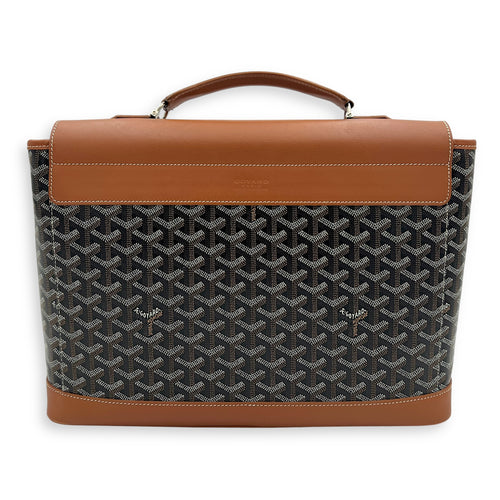 Goyard Citadine PM Brown Top Handle Bag in Coated Canvas, Silver hardware_2