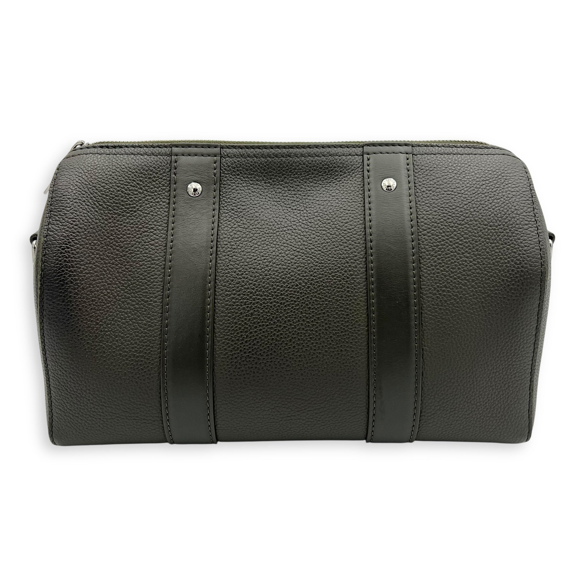 Louis Vuitton Keepall Green Top Handle Bag in Aerogram Leather, Silver hardware_2
