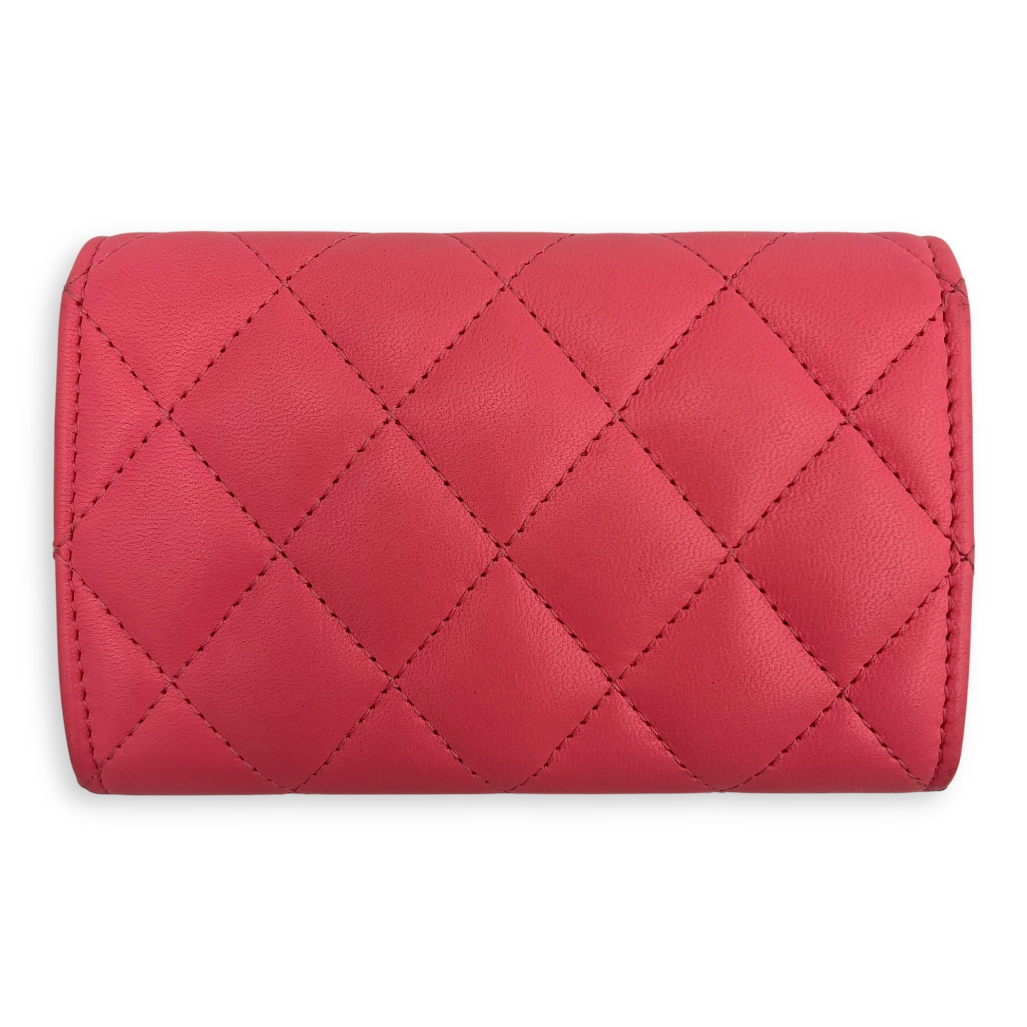 Chanel CC Pink Card Holder in Lambskin, Silver hardware_2