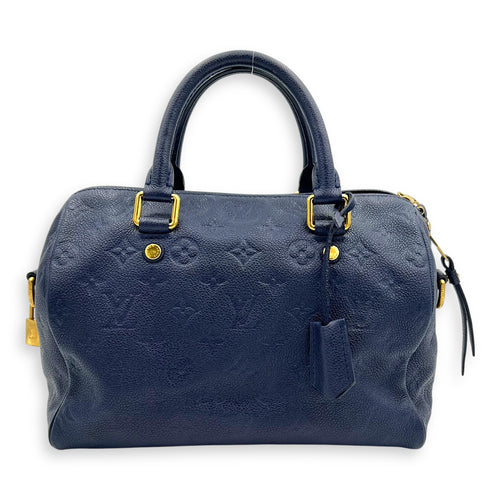 Louis Vuitton Speedy Bandouliere Top Handle Bag Blue in Empreinte Leather, Gold hardware_11
