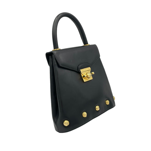 Las mejores S Black Top Handle Bag in Calfskin, Gold hardware