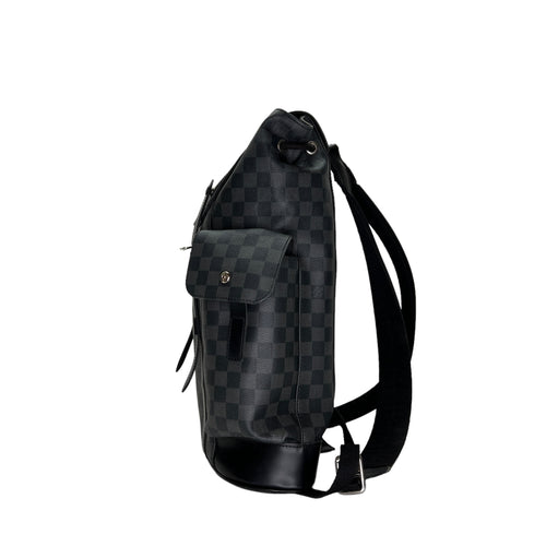 Christopher MM Black Backpack in Coated Canvas, Silver hardware