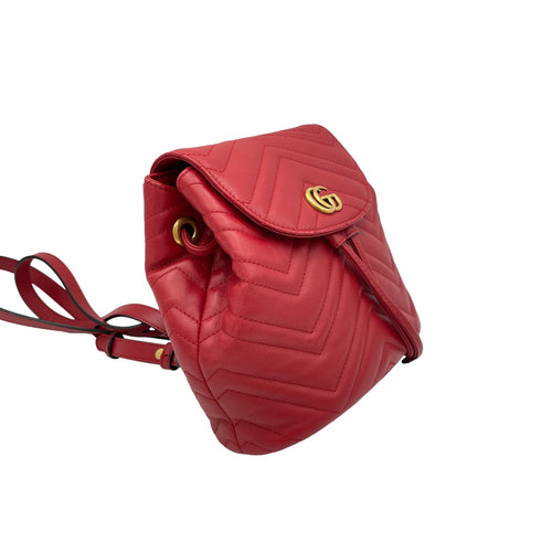 Marmont Red Backpack in Calfskin, Gold hardware