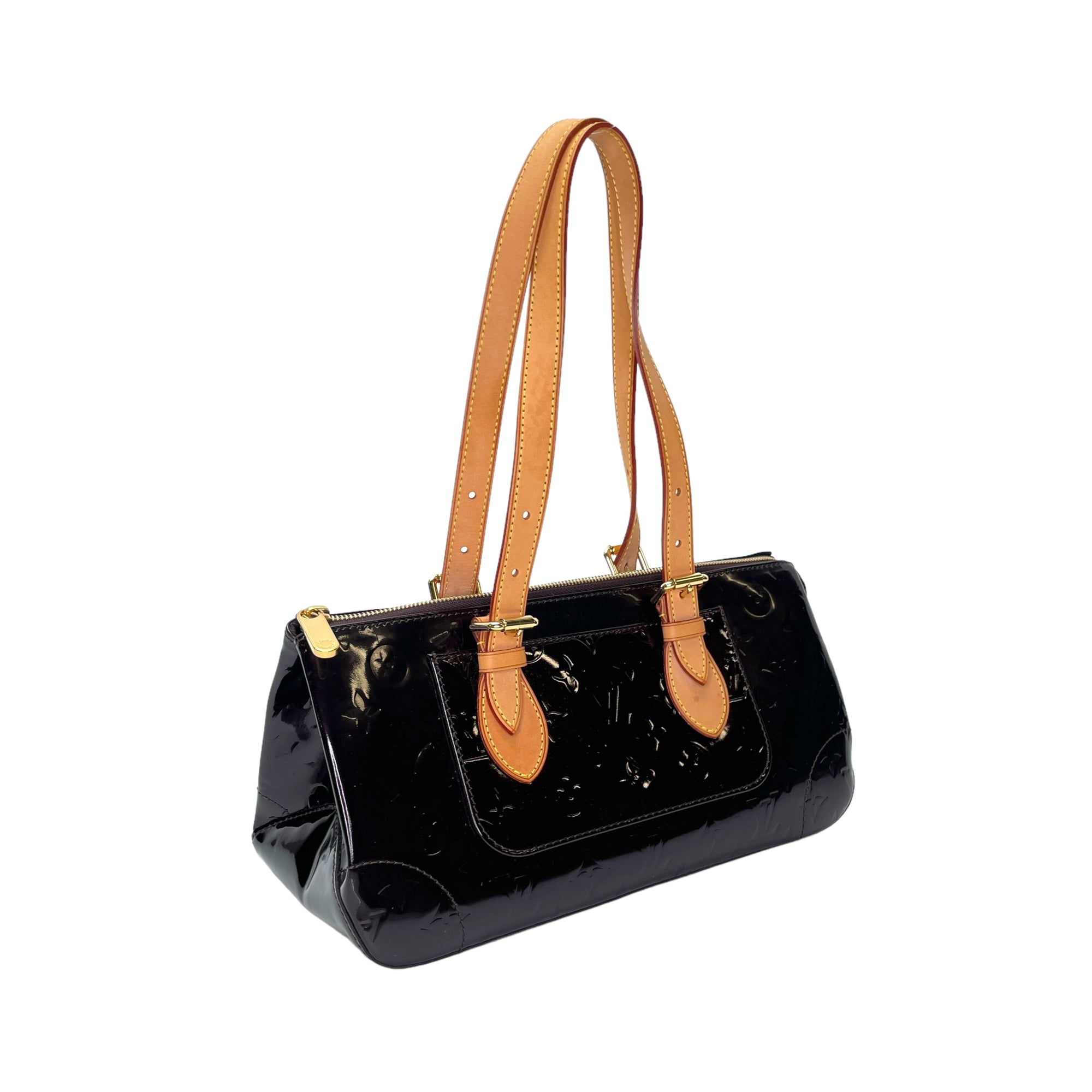 Rosewood Avenue Purple Shoulder Bag in Patent Leather, Gold hardware