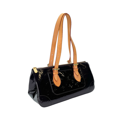 Rosewood Avenue Purple Shoulder Bag in Patent Leather, Gold hardware