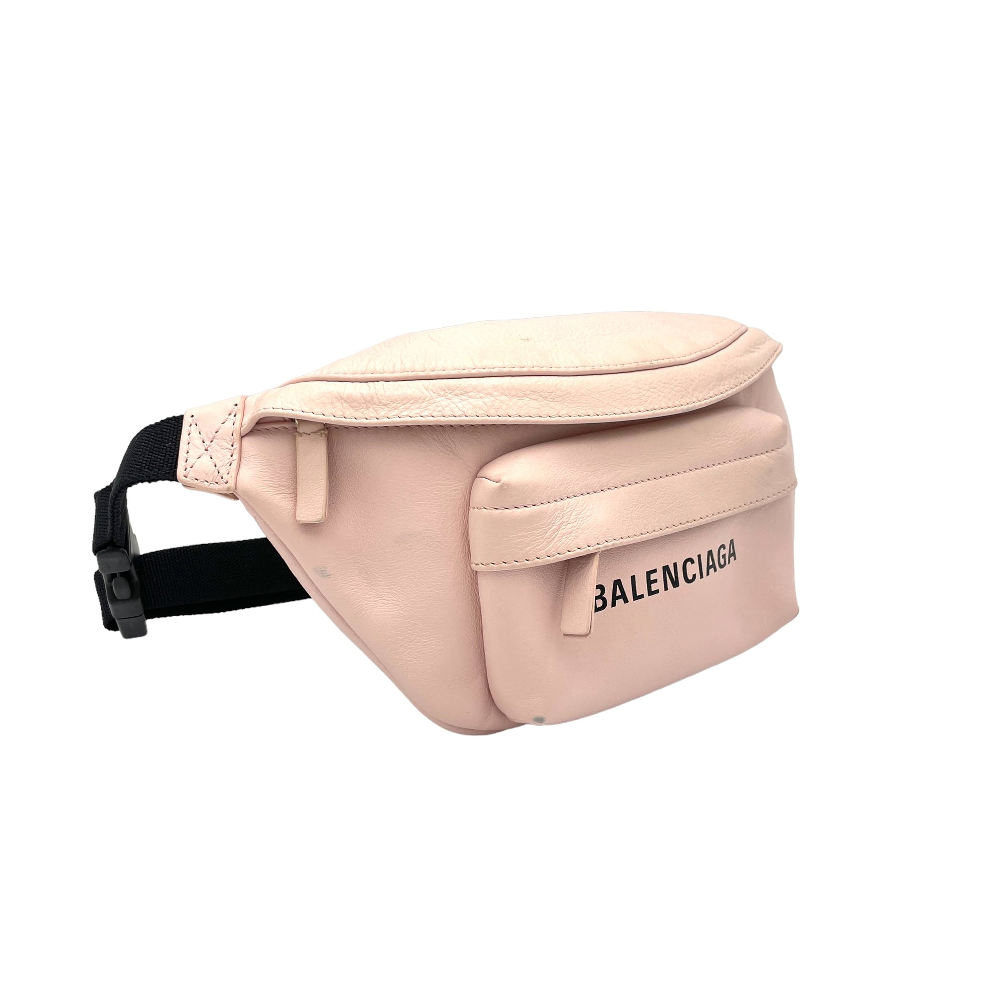 Logo NA Belt Bag Pink in Calfskin, Silver