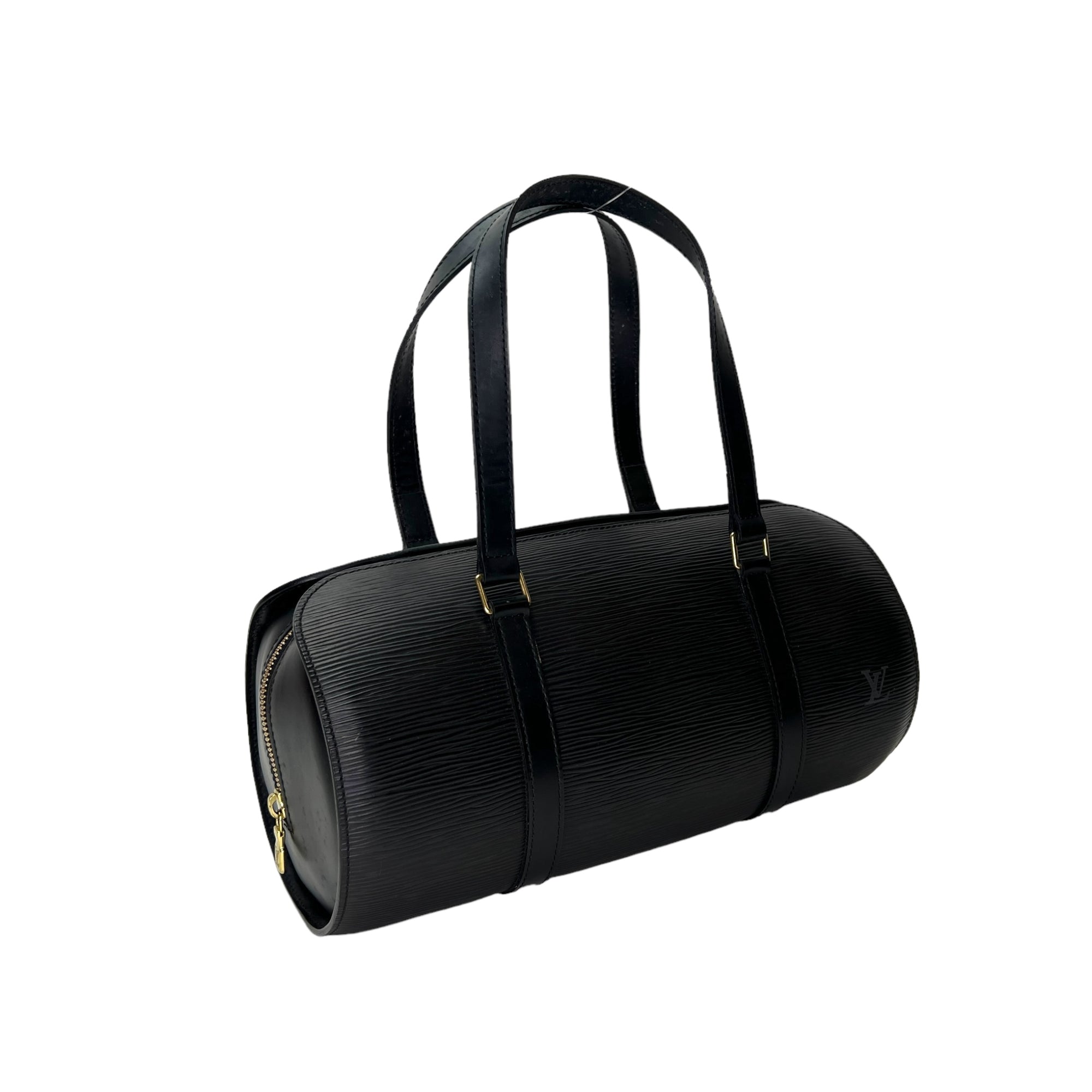 Soufflot Black Top Handle Bag in Epi Leather, Gold hardware