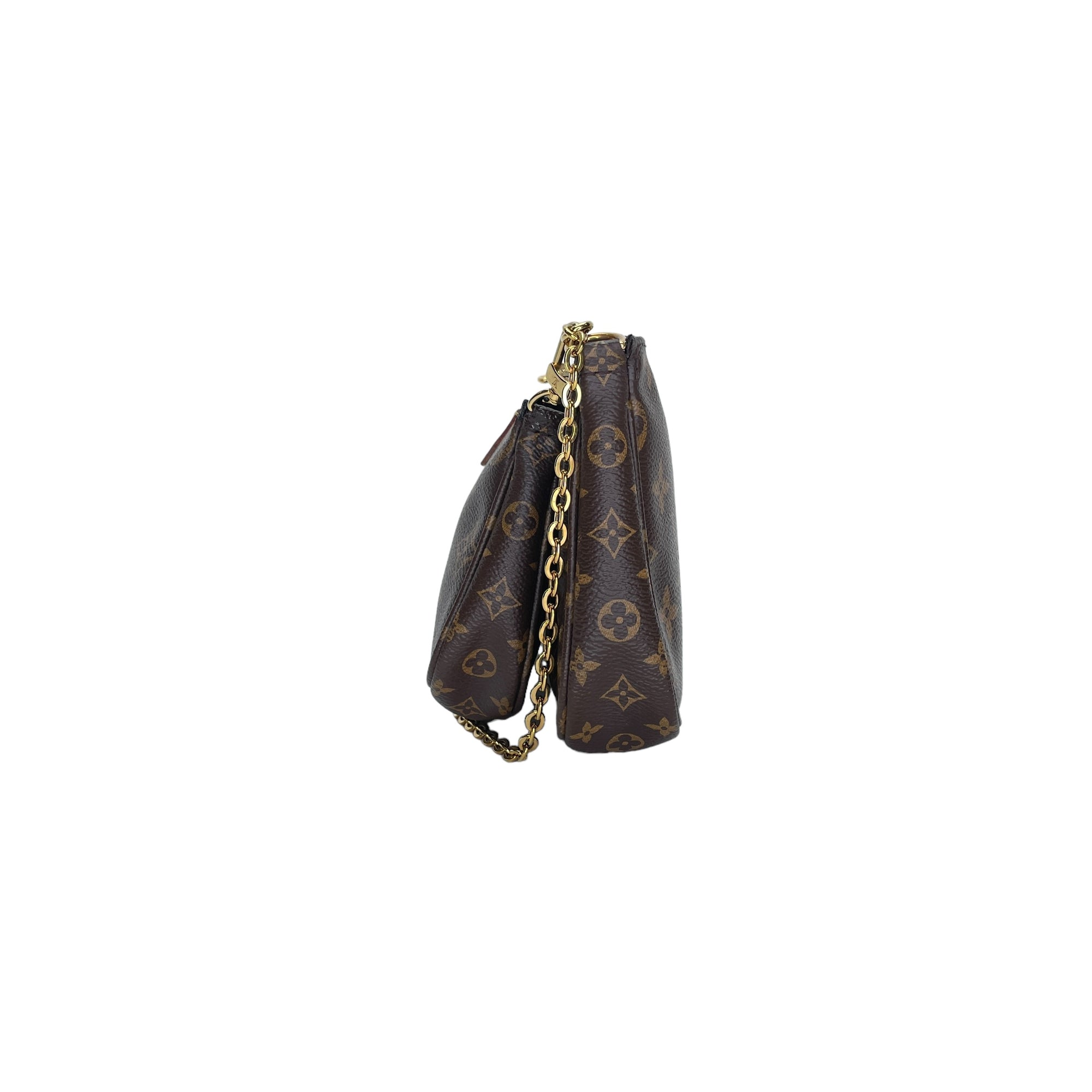 Multi-Pochette Accessoires Brown Shoulder Bag in Monogram Coated Canvas, Gold hardware