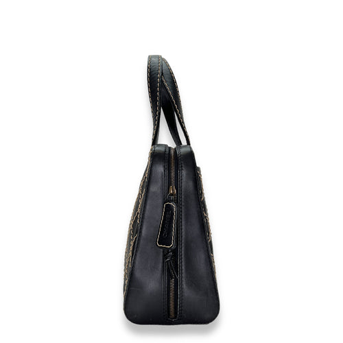 Wild Stitch Black Top Handle Bag in Calfskin, Ruthenium hardware