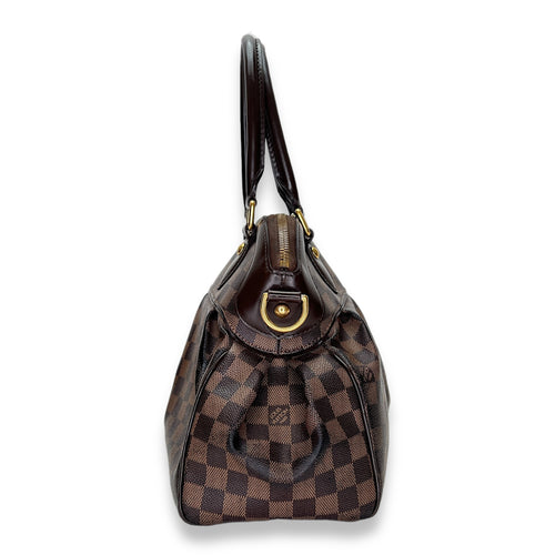 Trevi Brown Top Handle Bag in Coated Canvas, Gold hardware