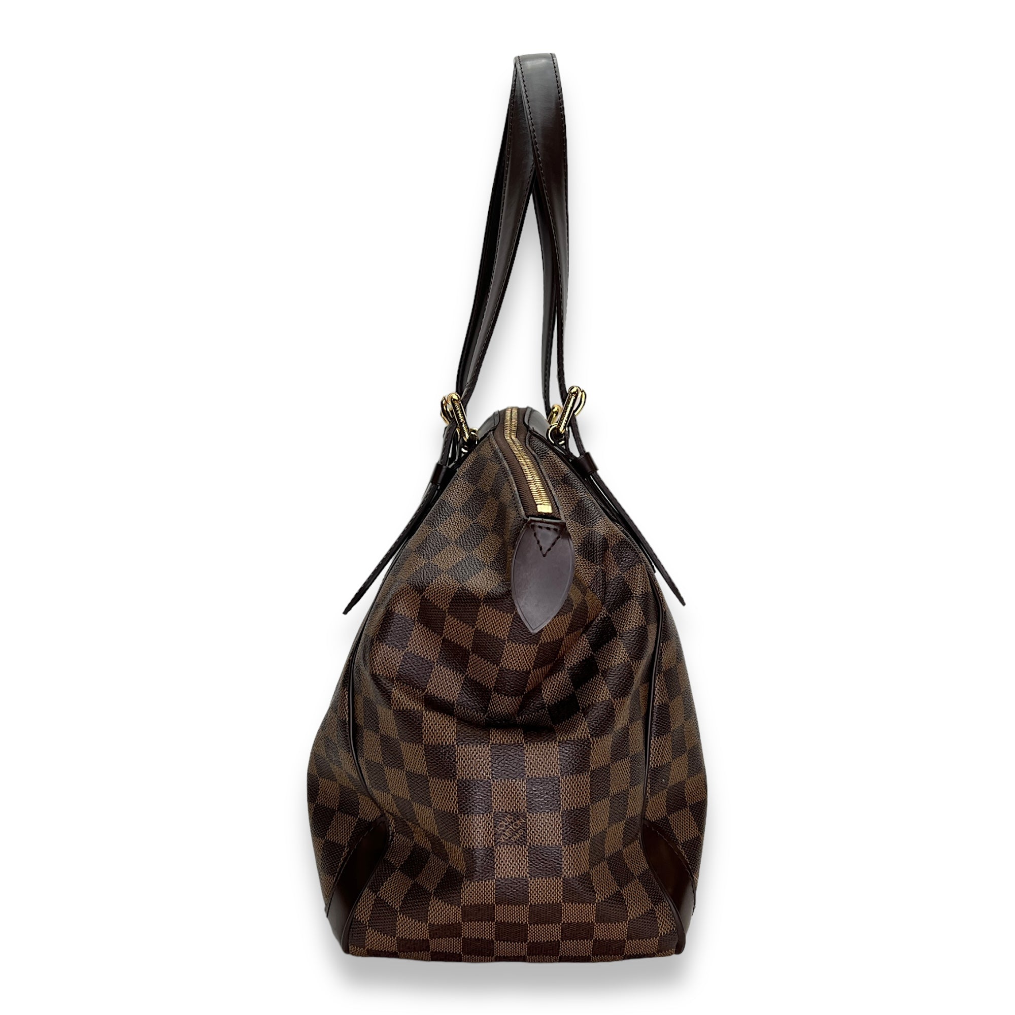 Verona MM Damier Ebene Shoulder Bag in Coated Canvas, Gold hardware